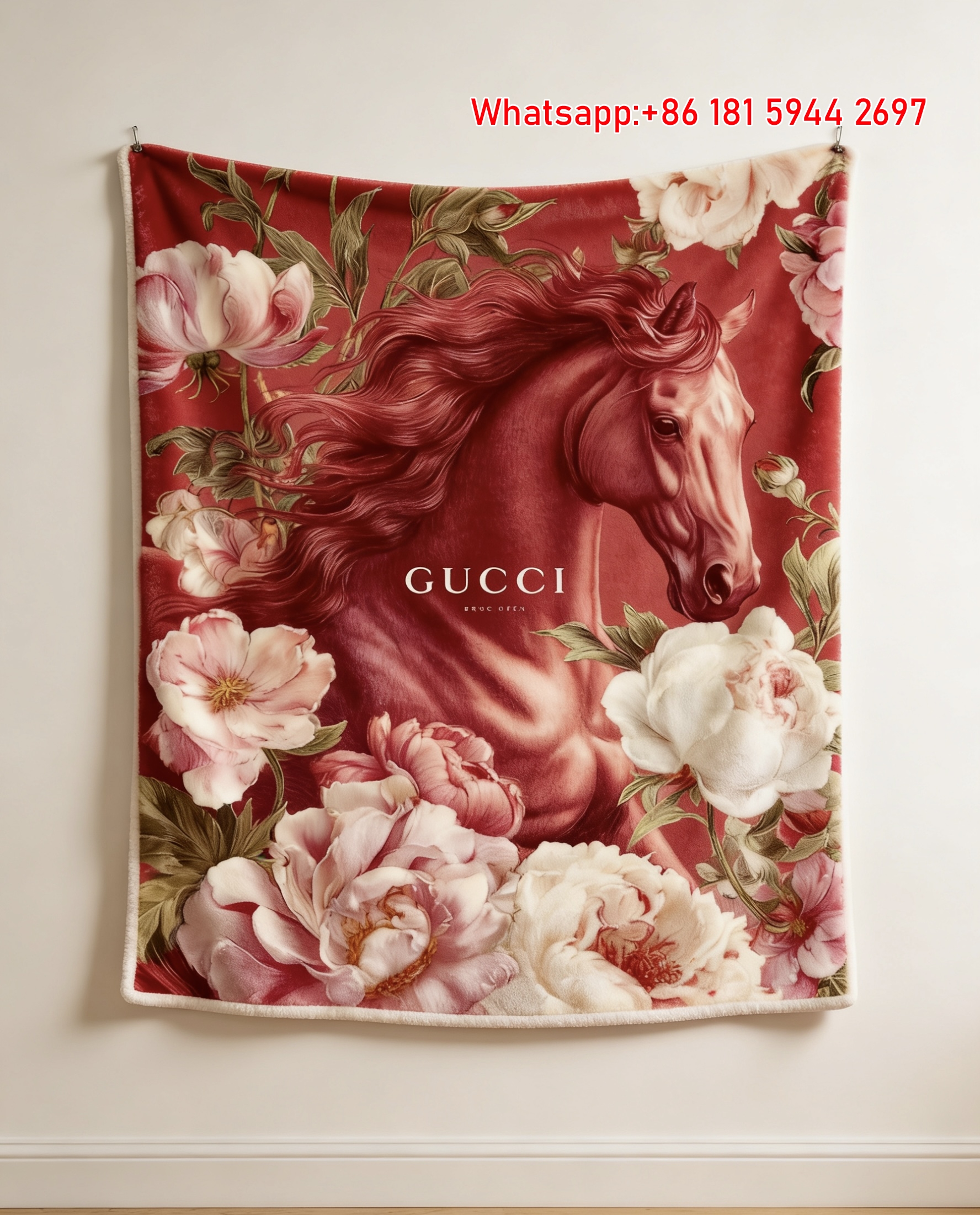 Auspicious Horse Floral Art Gucci throw blankets IMG_2766